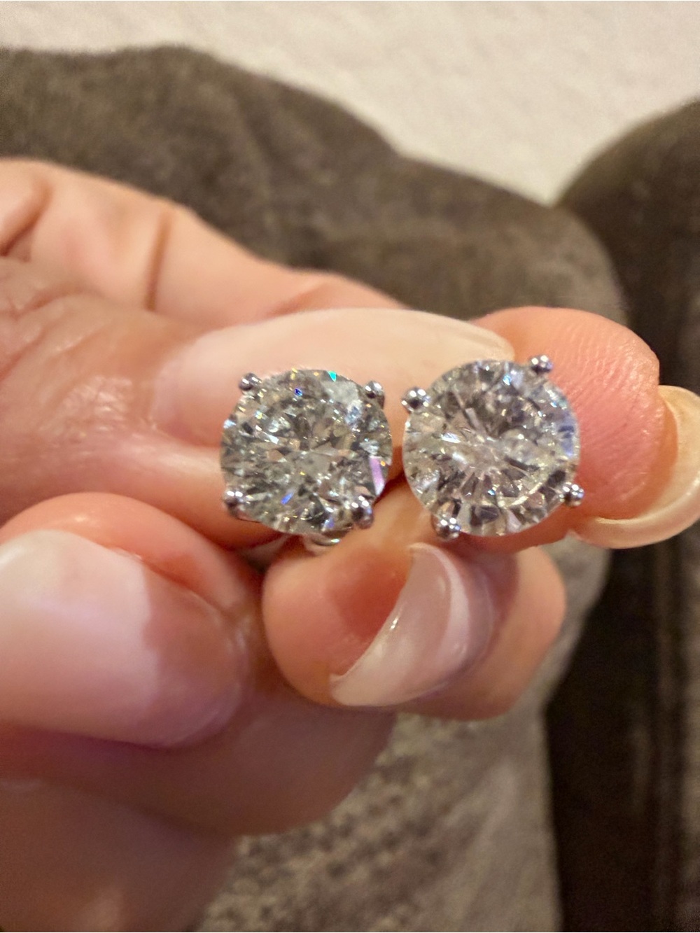 Stunning New 14K WG 2.62 CTW Natural Diamond Stud Earrings Certified
